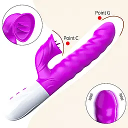 Вібратор для подвійної стимуляції Silicon, Vibrator 7 Function and Heating Mode, PURPLE Boss Series 63-00058 100166 - мініатюра 2