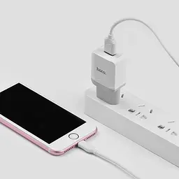 Блок живлення Адаптер мережевий Hoco Lightning cable C22A 1 USB-вихід набір білий - мініатюра 2