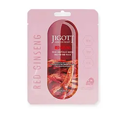Маска тканинна JIGOTT для обличчя Red Ginseng Real Ampoule з екстрактом червоного женьшеню 27 мл