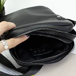 Сумка чоловіча шкіряна чорна на 2 відділення Handycover S407 - мініатюра 7