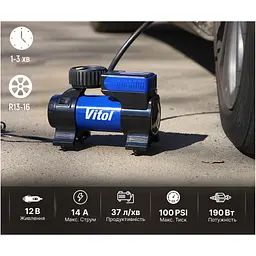 Автомобільний компресор VITOL K-22 100psi/14Amp/37л (K-22) - мініатюра 9