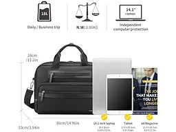 Сумка для ноутбука Tigernu T-L5207 14 Black - мініатюра 2