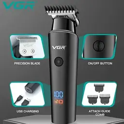 Тример для волосся VGR V-937, з LED дисплеєм, USB зарядкою та 3 насадками - мініатюра 4