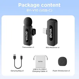 Бездротовий мікрофон BOYA BY-V10 USB-C для Android і ноутбука, шумозаглушення, 9 год - мініатюра 2