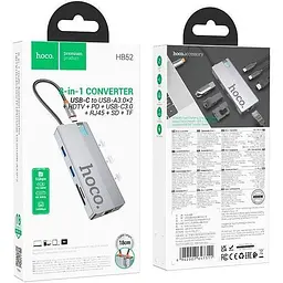 USB-хаб Hoco HB52 Wow 8-in-1 Deep Space Gray [140640]