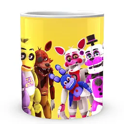 Кухоль GeekLand Five Nights At Freddys П'ять ночей з Фредді Аніматроніки Жовтий фон FN.02.393 330 мл білий - мініатюра 2