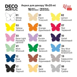 Набір акрилових фарб для декору матові і металіки 18×20 мл Rosa Talent - мініатюра 6