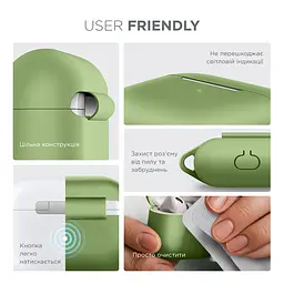 Силіконовий чохол для навушників Apple AirPods Pro, Hang Case, зелений, ультратонкий захисний кейс товщиною 2 мм, захист від подряпин, пилу та ударів, компактний, з карабіном для кріплення, ArmorStandart (ARM56061) - мініатюра 5