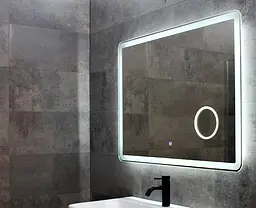 Дзеркало Dusel DE-M3051 75x100CM збільшувальна лінза + сенсорне включення + підігрів+ годинник / температура, Білий - мініатюра 2