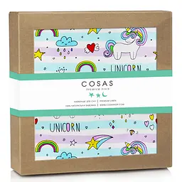 Пелюшка багаторазова Cosas непромокаюча Unicorn & Rainbow 70х120 см, фіолетова
