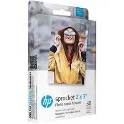 Фотопапір для портативного принтера HP Sprocket Zink Photo Paper 2x3" (50х77мм) 50 Sheets (1DE39A, HPIZ2X350)