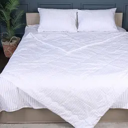 Літній постільний комплект MirSon №2950 Сolor Fun Line Stripe White Silk 220х240 см білий (2200010965964)