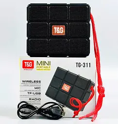 Портативна бездротова Bluetooth колонка T&G TG-311 з потужним звучанням LED-підсвічуванням та ремінцем для перенесення Чорний - мініатюра 7