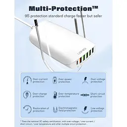 Зарядний пристрій адаптер 6 портів Ldnio A6573C 5 USB + 1 Type-C 65 ВТ - мініатюра 5