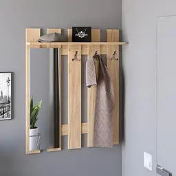 Вішалка настінна з дзеркалом Еверест Ліберті 90x16x110 см дуб крафт золотий (EVR-2629) - мініатюра 2