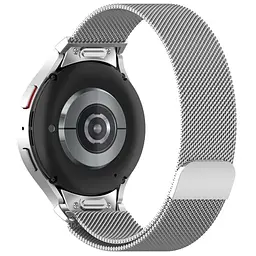 Ремінець для Samsung Galaxy Watch 4 44mm - сріблястий ширина кріплення 20мм металевий Watchbands Milanese Button (W42-5WB52832670) - мініатюра 2