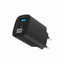 Зарядний пристрій Gembird 1xUSB-A (QC3.0 18W) + 1 Type-C (PD20W) LCD black (TA-UC-PDQC30LCD-BK-01) - мініатюра 2