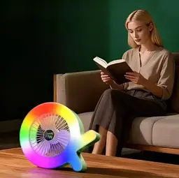 Портативний міні вентилятор S37 настільний акумуляторний USB з RGB підсвіткою - мініатюра 5