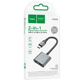 Перехідник Hoco UPA34 Type-C to Type-C + 3.5mm Metal gray - мініатюра 2
