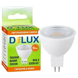 Лампочка Delux JCDR 6Вт 3000K 220В GU5.3 (90019264) - мініатюра 3