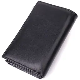 Шкіряний жіночий гаманець у три складання ST Leather 22488 чорний