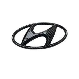 Емблема Hyundai 195х96 мм (2 напрямні + скотч) Чорна карбон (Завод)