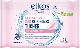 Серветки для очищення обличчя Elkos Sensetive 3 в1 з календулою для чутливої шкіри 25 шт. Демакіяж для чутливої шкіри