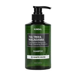 Шампунь балансуючий "Білий мускус" 500 мл Kundal Tea Tree & Macadamia Deep Cleansing Shampoo White musk - мініатюра 1
