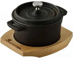 Каструля чавунна з кришкою міні з сервер. дошкою MasterPro Cook & share, 10, 0,16 л (BGMP-3804-4)