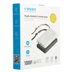 Зовнішній акумулятор VEGER 10000 mAh with wireless charging compatible with MagSafe PD QC3.0 2A 20W MagOn (VP1151 / W1151) white (VG-VP1151/W1151) - мініатюра 2