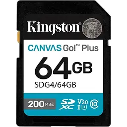 Карта пам'яті SDXC (UHS-1 U3) Kingston Canvas Go! Plus 64Gb class 10 A2 V30 (R200MB/s)