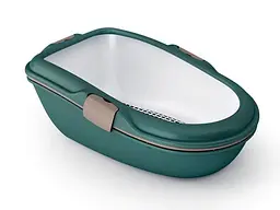Stefanplast Туалет відкритий з високими бортиками для котів ізумрудний/бежевий 69.5x47x26 см