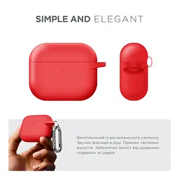 Силіконовий чохол для навушників Apple AirPods 3, Hang Case, червоний, ультратонкий захисний кейс товщиною 2 мм, захист від подряпин, пилу та ударів, компактний, з карабіном для кріплення, ArmorStandart (ARM60322) - мініатюра 2