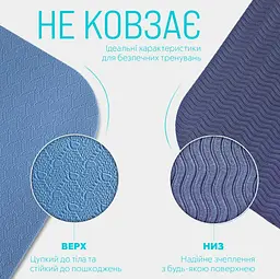 Килимок для йоги та фітнесу EasyFit TPE+TC 6 мм двошаровий, блакитний-синій + Чохол (EF-1924s-LBBL) - мініатюра 4