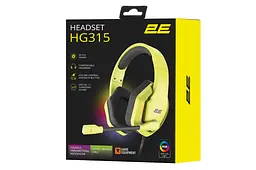 Навушники ігрові з мікрофоном 2E GAMING HG315 Yellow, 7.1, USB-A, RGB, 2 м - мініатюра 2