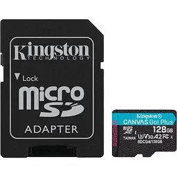 Карта пам'яті Kingston microSDXC Canvas Go! Plus 128GB Class 10 UHS-I U3 V30 A2 + SD adapter (SDCG4/128GB) [141531]