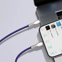 Кабель Baseus Cafule Metal USB-C to Lightning PD 20W 1m Purple (CATLJK-A05) [169508] - мініатюра 6