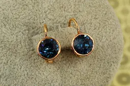 Сережки Xuping Jewelry Сваровськи проза із синіми каменями 1,5 см золотисті