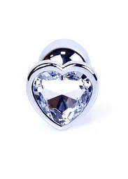 Анальна пробка Jewellery Silver Heart Plug Clear сріблястий метал - мініатюра 3