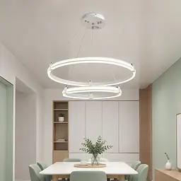 Linisoln 9803-2, біла підвісна LED-люстра з двох кілець 60×40 см, 75 Вт, 3000-6000 К