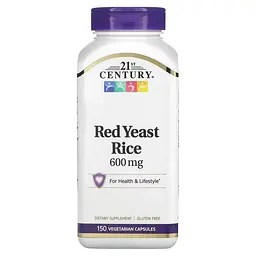 Червоний дріжджовий рис 21st Century Red Yeast Rice 600 mg, 150 вегакапсул