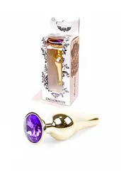 Анальна пробка з кристалом B-Series Jewellery Gold Butt Plug Purple, 9,5х3 см, фіолетовий - мініатюра 11