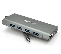 Хаб-конвертор VEGGIEG TC11-S Type-C на Type-C+USB3.0 4+HDMI+jack3.5+SD/TF+RJ45 - мініатюра 2