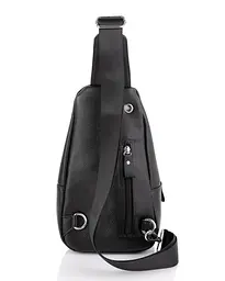 Шкіряний чорний слінг через плече Tiding Bag A25F-5058A - мініатюра 4