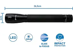 Ліхтарик світлодіодний Brille тактичний Electraline Lumina 10W 800LM IPX7, 58045 - мініатюра 2