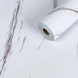 Вінілова плитка що самоклеїться Sticker Wall в рулоні 600х3000х2мм Білий мармур з прожилками Глянець SW-00001285