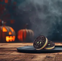 Печиво Oreo Halloween Green and Orange Creme Chocolate Sandwich Cookies 58г - мініатюра 3