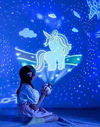 Дитячий нічник проектор зоряного неба Bluetooth Fairy Tale E11 акумуляторний світильник карусель 6 змінних картинок з LED підсвічуванням та музикою - мініатюра 6