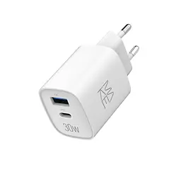 Зарядний пристрій мережевий MAKE 30W GaN3 Type-C PD3.0 + USB QC3.0 White - мініатюра 3