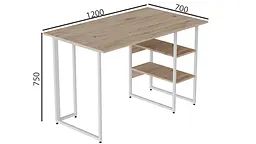Комп'ютерний стіл Ferrum-decor Кевін 75x120x70 білий ДСП Дуб Артізан 32мм (FRD-101285) - мініатюра 3